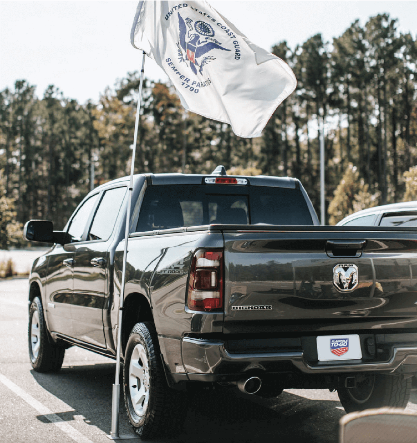 aluminum telescoping flagpole at tailgate