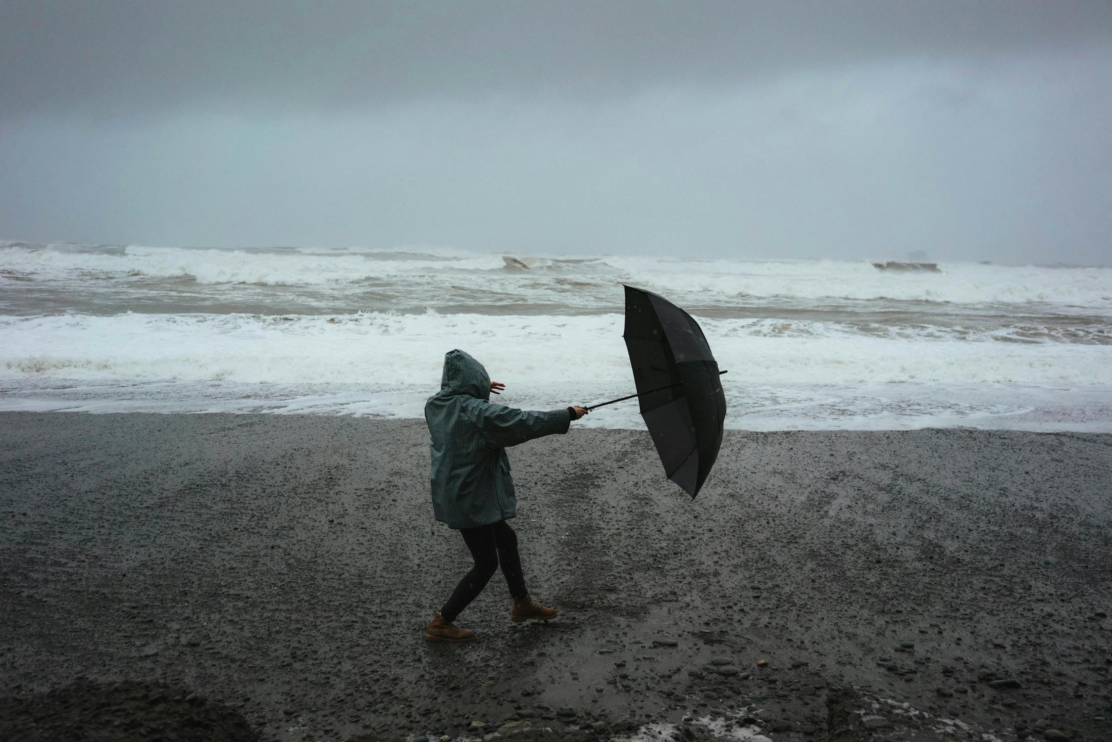 raindy day at the beach