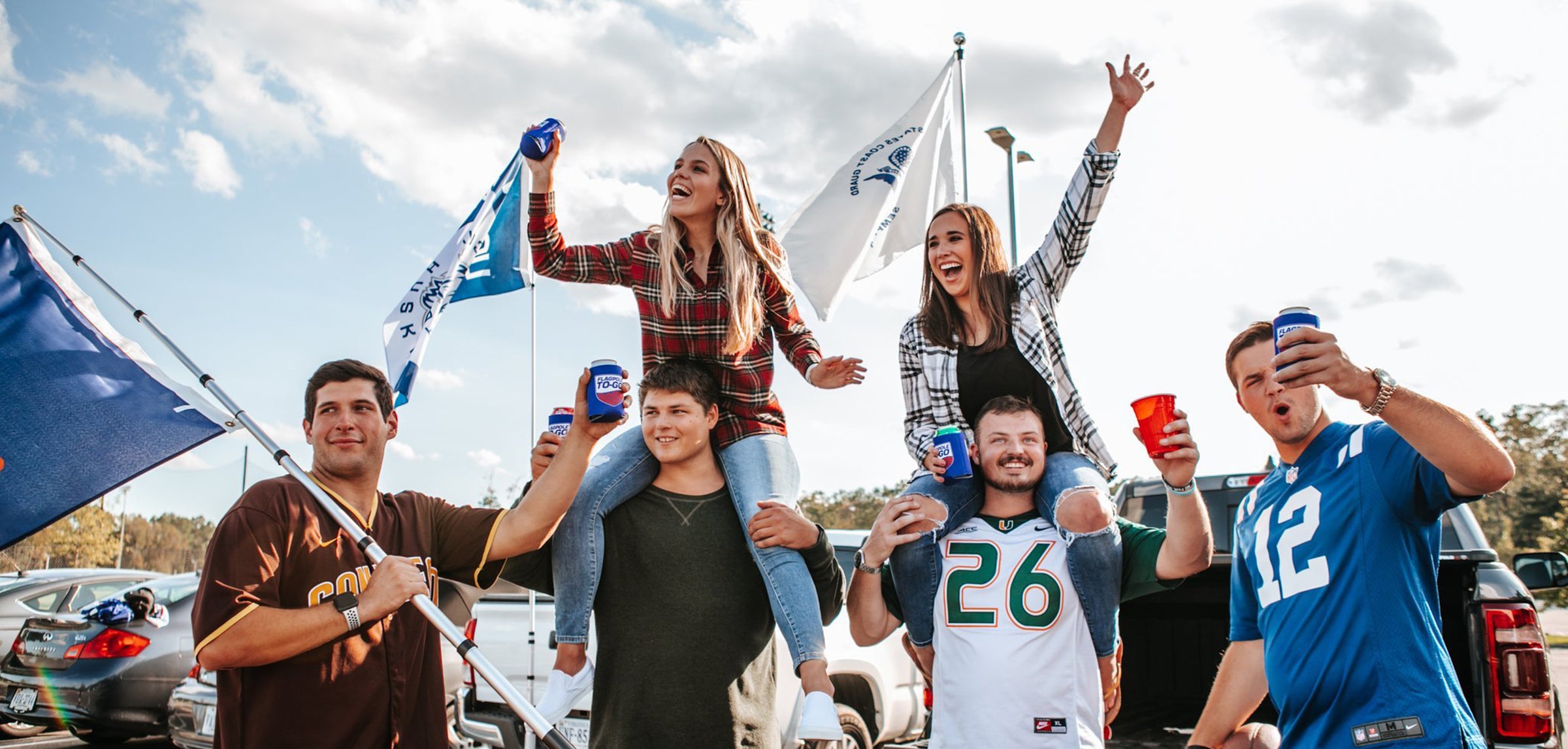 Flag Pole to  Go Football Tailgate Party