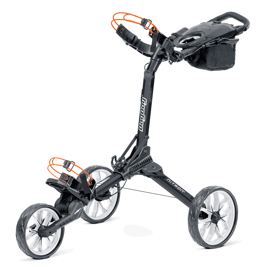 Animated GIF of Nitron Auto Open push cart showing color options