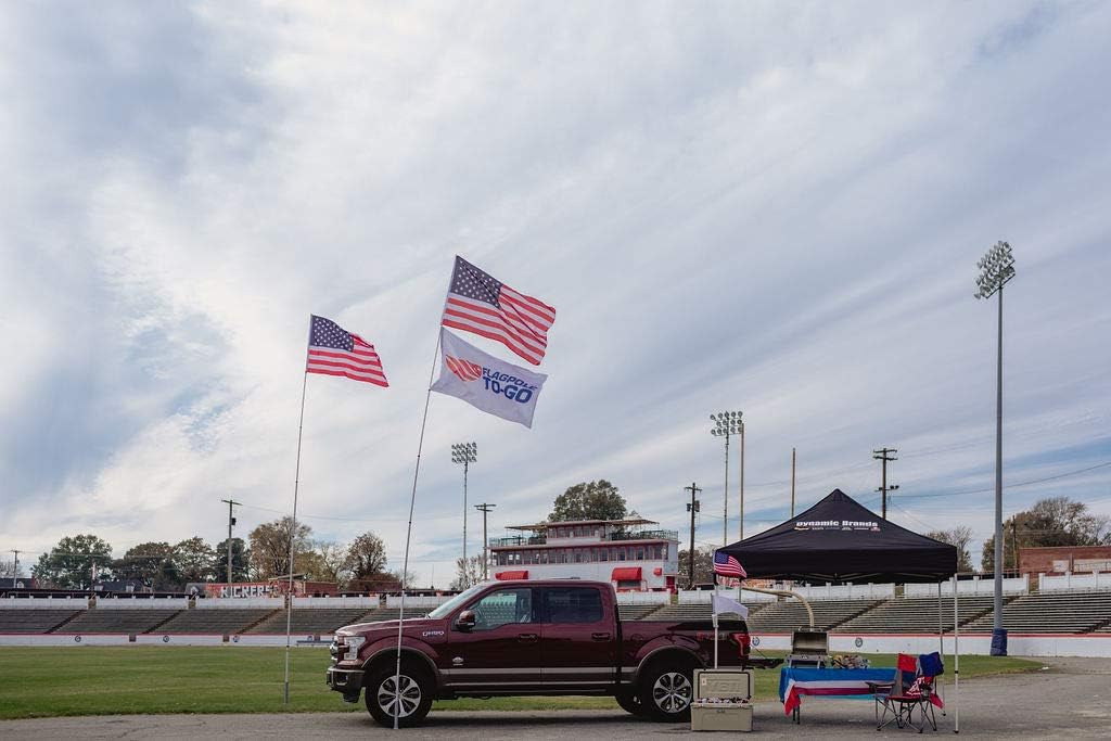 adjustable flag pole set up at race track