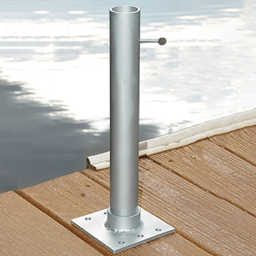 dock flagpole by the water