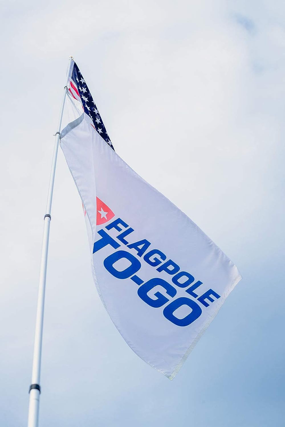 extendable flag pole with flagpole to-go flag