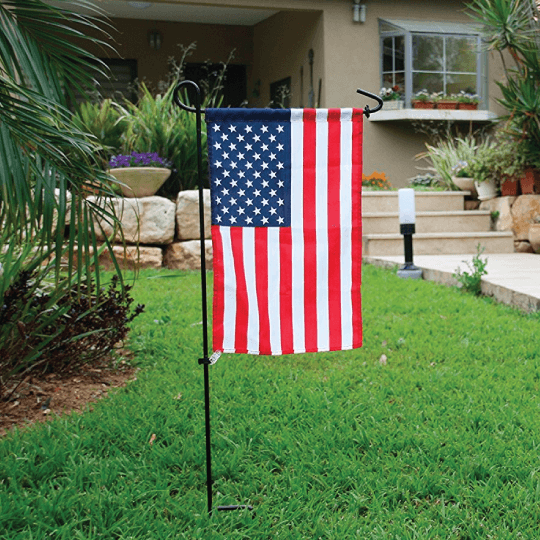 garden flag stand with american flag