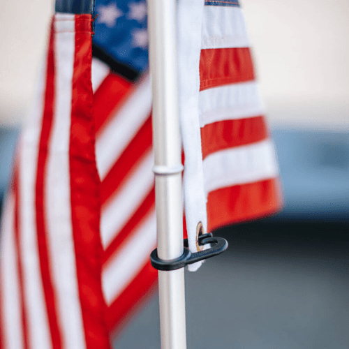 golf cart american flag close up