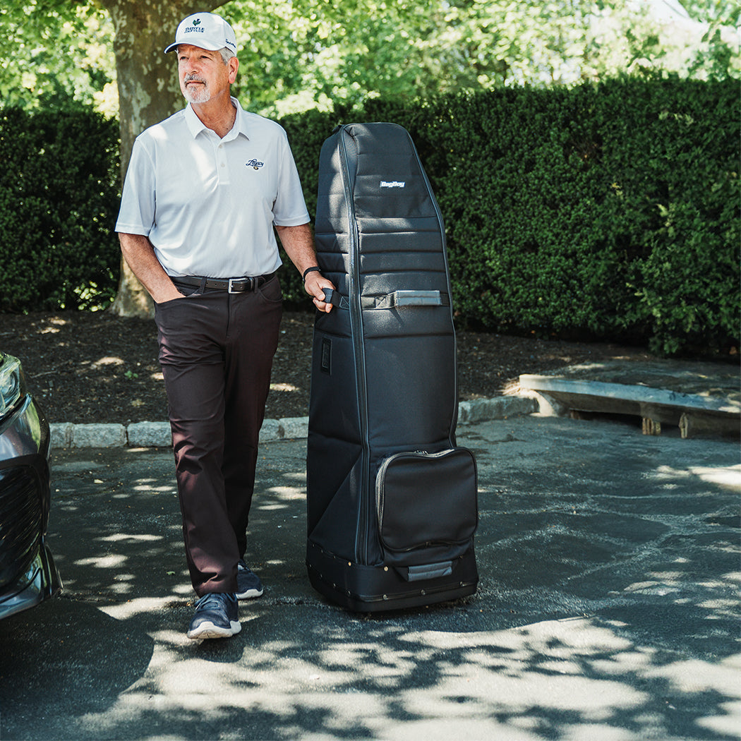 Man with travel cover