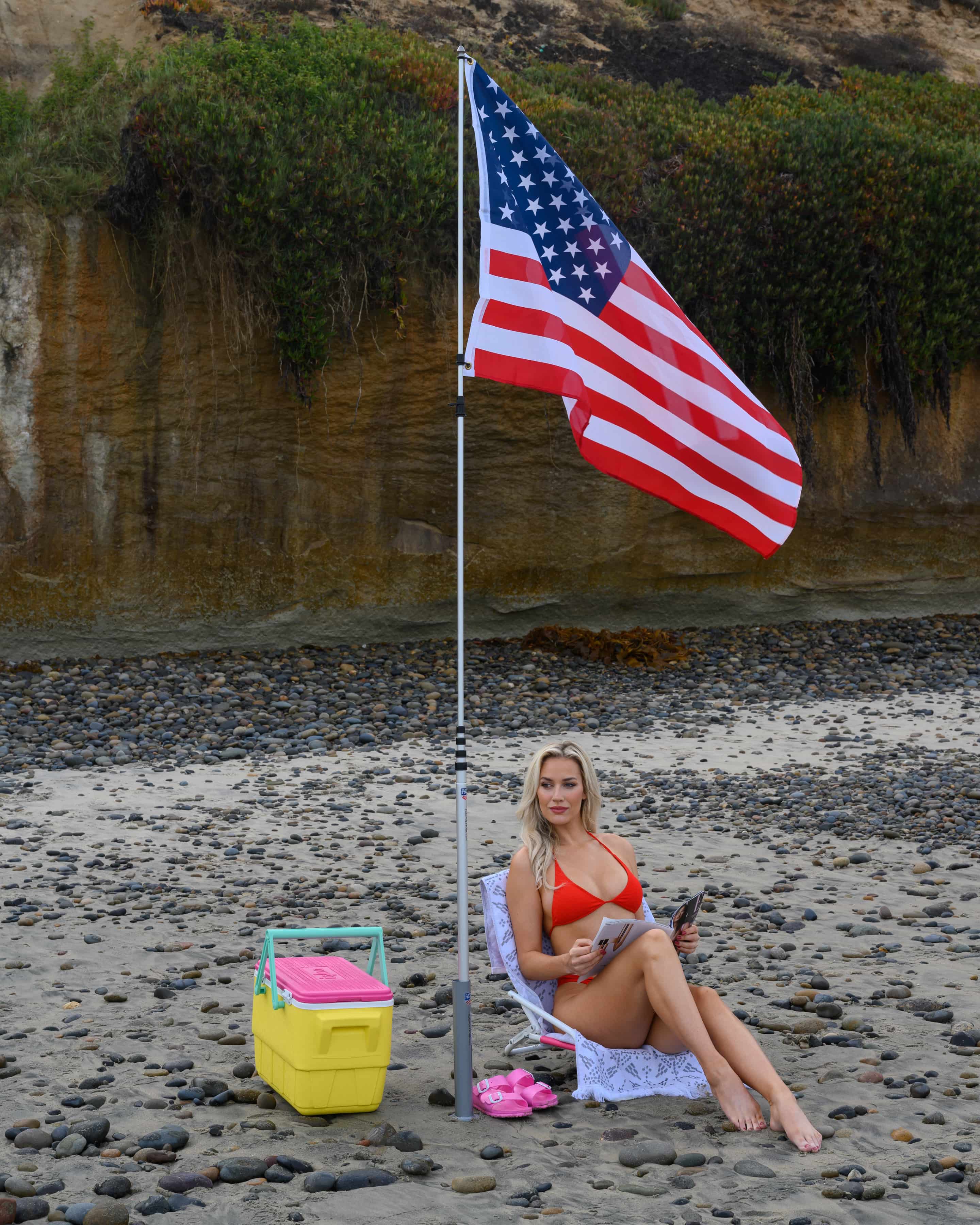 united states of america flag beach setup